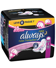 imagem de Absorvente always noites tranquilas suave com abas 8 unidade - PROCTER E GAMBLE