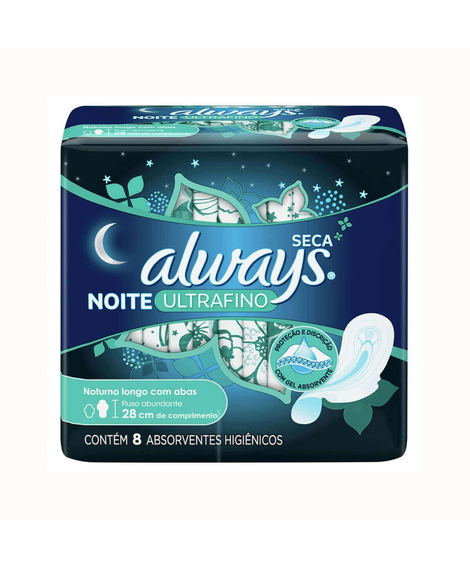 imagem do produto Absorvente always ultrafino noite seca com abas 8 unidades - PROCTER E GAMBLE