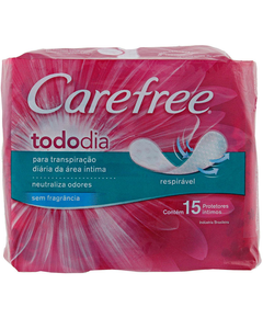imagem de Absorvente carefree todo dia sem perfume 15 unidades - JOHNSON E JOHNSON