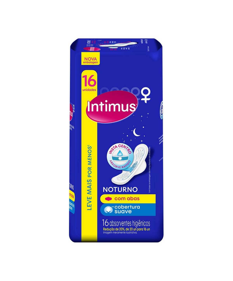 imagem do produto Absorvente intimus gel noturno suave com abas 16 unidades - KIMBERLY-CLARK