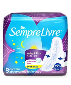 imagem de Absorvente sempre livre adapt noite e dia seca c/abas 8un - JOHNSON E JOHNSON