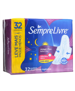imagem de Absorvente sempre livre adapt noite e dia suave c/abas 32un - JOHNSON E JOHNSON