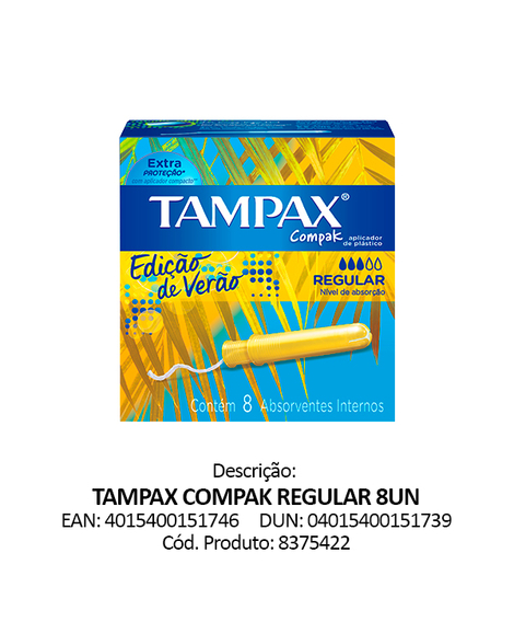 imagem do produto Absorvente Tampax Compak Regular 8 Unidades - PROCTER & GAMBLE