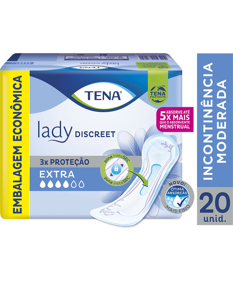 imagem do produto Absorvente tena lady discreet extra 20 unidades - TENA