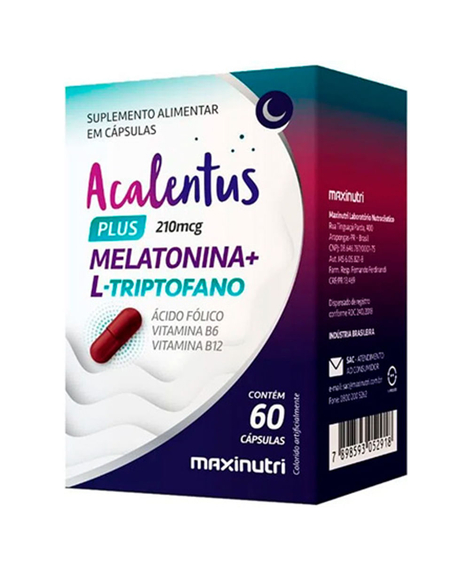 imagem do produto Acalentus plus melatonina+l-triptofano 210mg 60 c�psulas - MAXINUTRI