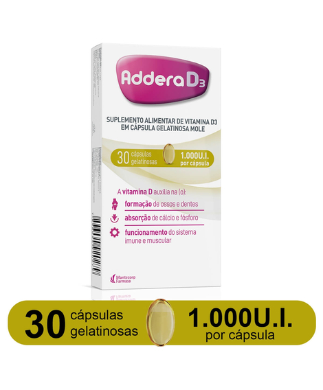 imagem do produto Addera d3 1.000ui 30 cpsulas gel - MANTECORP FARMASA