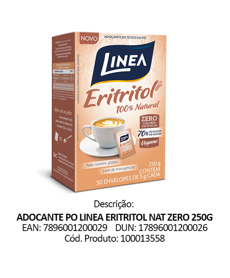 imagem do produto Adocante linea eritritol vegano 50 envelopes 5g - LINEA