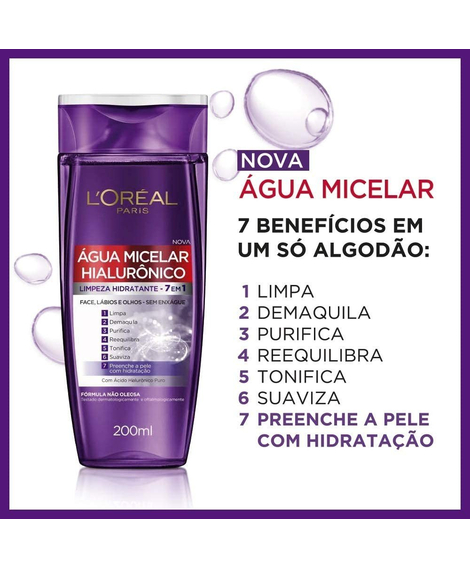 imagem do produto Agua micelar loreal hialuronico 7em1 200ml - LOREAL