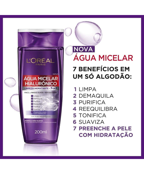 imagem do produto gua micelar loreal hialurnico 7em1 200ml - LOREAL