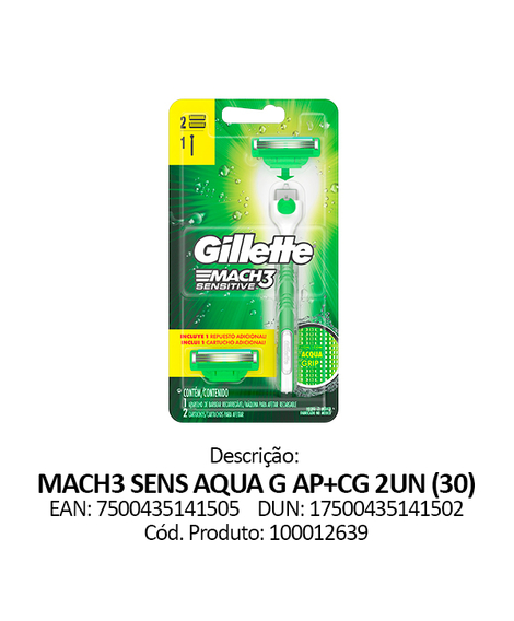 imagem do produto Aparelho de barbear gillette mach3 sensitive aqua grip 1 un - PROCTER E GAMBLE