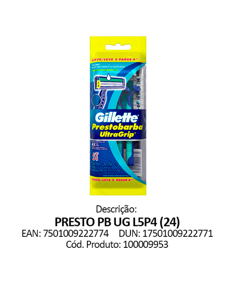 imagem do produto Aparelho de barbear gillette prestobarba ultragrip leve5 pg4 - PROCTER E GAMBLE