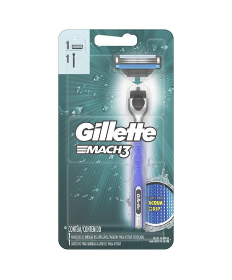 imagem do produto Aparelho de barbear mach3 acqua grip regular 1 unidade - PROCTER E GAMBLE