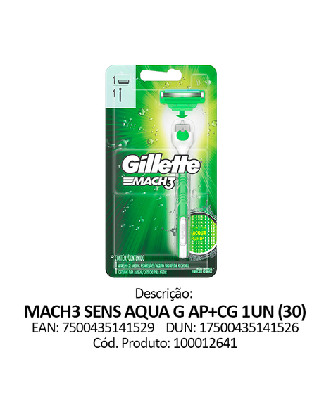 imagem do produto Aparelho de barbear mach3 acqua grip sensitive 1 unidade - PROCTER E GAMBLE