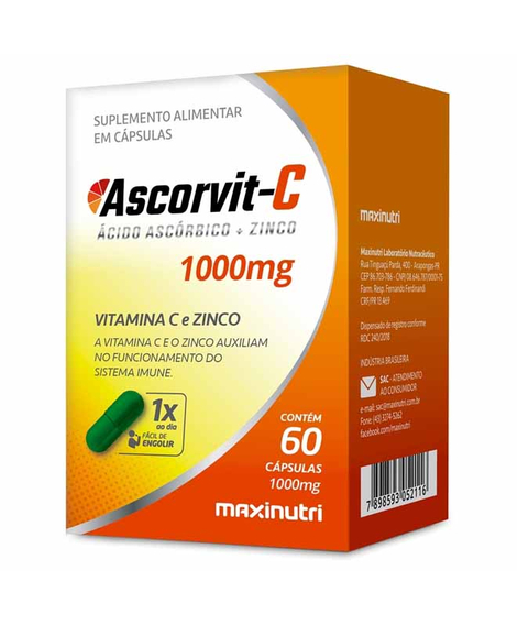 imagem do produto Ascorvit c 1000mg 60 cpsulas - MAXINUTRI