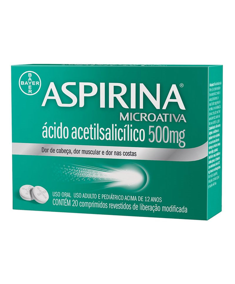 imagem do produto Aspirina microativa 500mg 20 comprimidos - BAYER