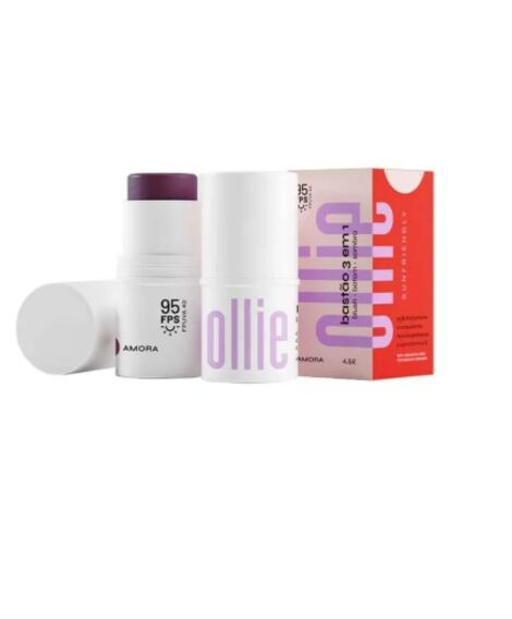 imagem do produto Bast�o 3 em 1 blush batom e sombra ollie fps95 amora 4,5g - OLLIE