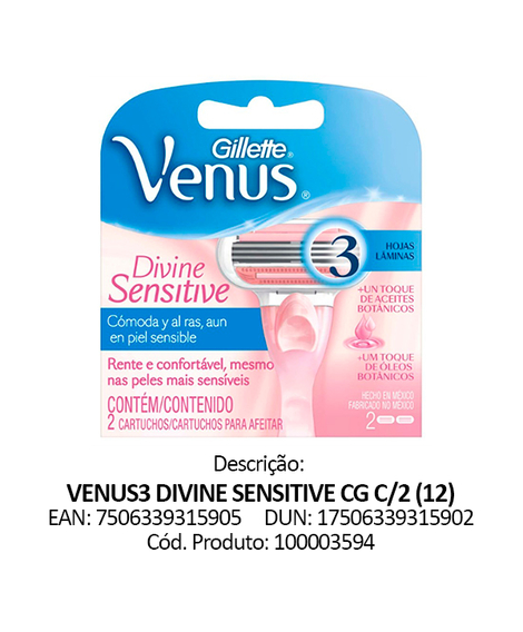 imagem do produto Carga gillette venus sensitive skin elixir 2 unidades - PROCTER E GAMBLE