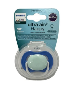 imagem de Chupeta avent ultra azul/branca 6-18m 1unidade - AVENT