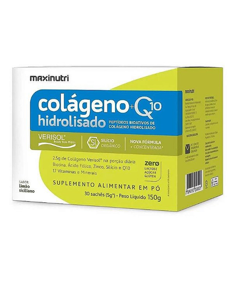 imagem do produto Colageno hidrolisado+q10 verisol limao 30 saches 150g - MAXINUTRI