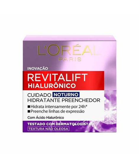 imagem do produto Creme antirrugas revitalift hialurnico noturno 49g - LOREAL