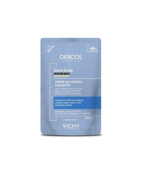 imagem do produto Creme de limpeza calmante dercos sensi-scalp refil 200ml - VICHY