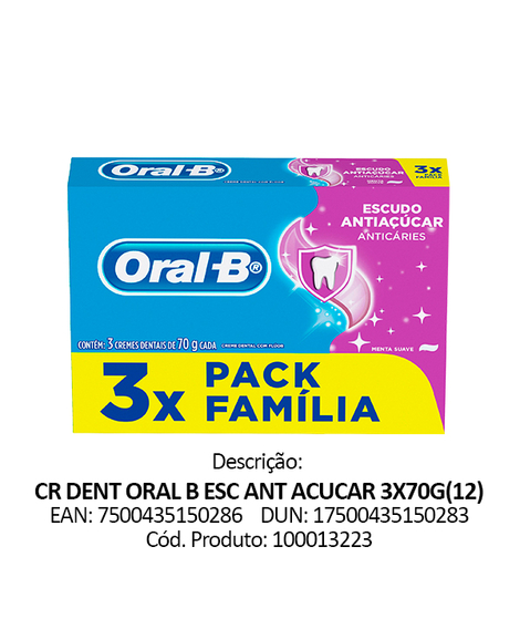 imagem do produto Creme dental oral b escudo anti acucar 70g pack 3 unidades - PROCTER E GAMBLE