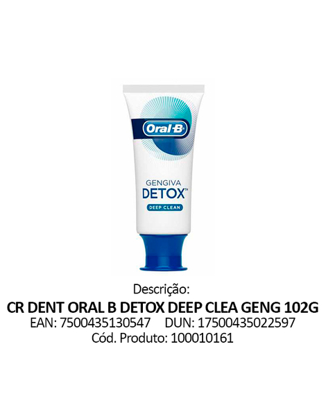 imagem do produto Creme dental oral b gengiva detox deep clean 102g - PROCTER E GAMBLE