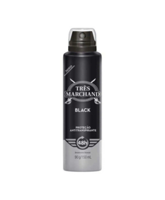 imagem de Desodorante aerosol três marchand black 150ml - COTY