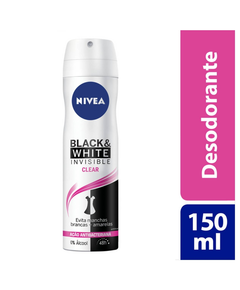 imagem de Desodorante nivea aerosol feminino b&w clear 150ml - NIVEA