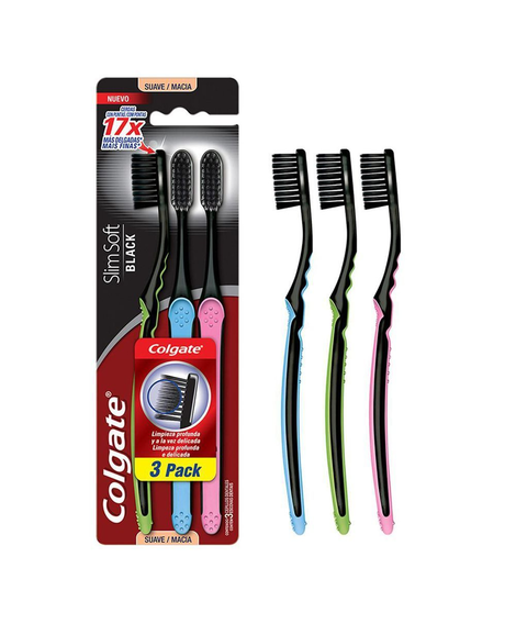 imagem do produto Escova dental colgate slim soft black 3 unidades - COLGATE-PALMOLIVE