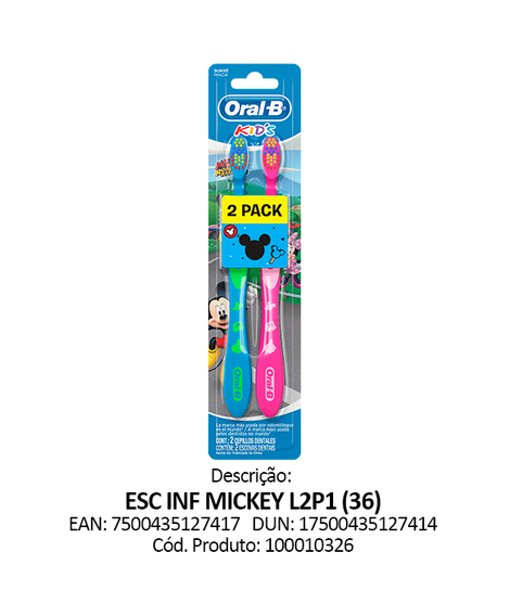 imagem do produto Escova dental oral b kids suave mickey 2 unidades - PROCTER E GAMBLE