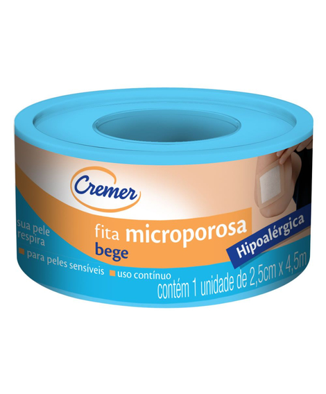 imagem do produto Fita cremer microporosa bege 2.5mm x 4.5m - CREMER