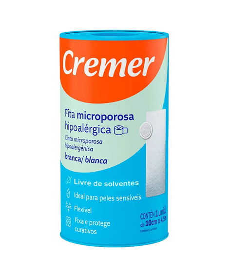 imagem do produto Fita cremer microporosa branca 10cm x 4.5m - CREMER