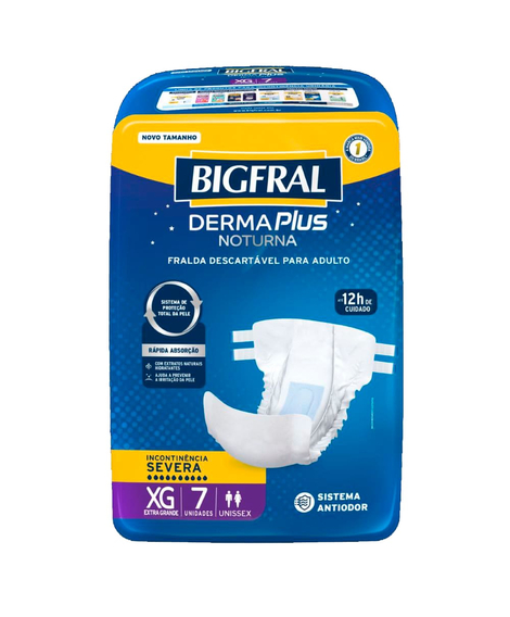 imagem do produto Fralda bigfral derma plus noturna xg 7 unidades - ONTEX