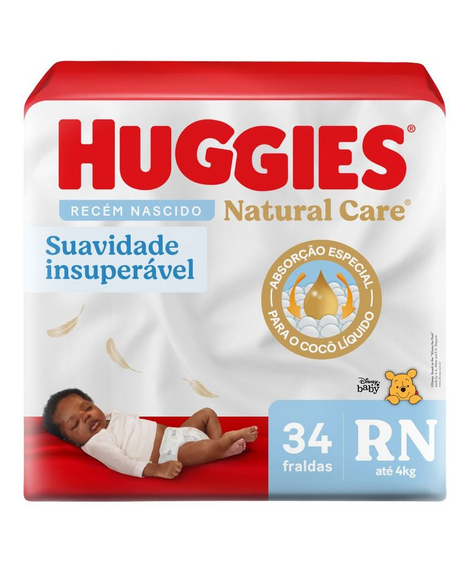 imagem do produto Fralda huggies natural care mega rn 34 unidades - KIMBERLY-CLARK
