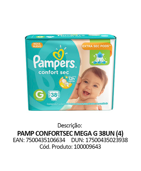 imagem do produto Fralda pampers confort sec g mega 38 unidades - PROCTER E GAMBLE