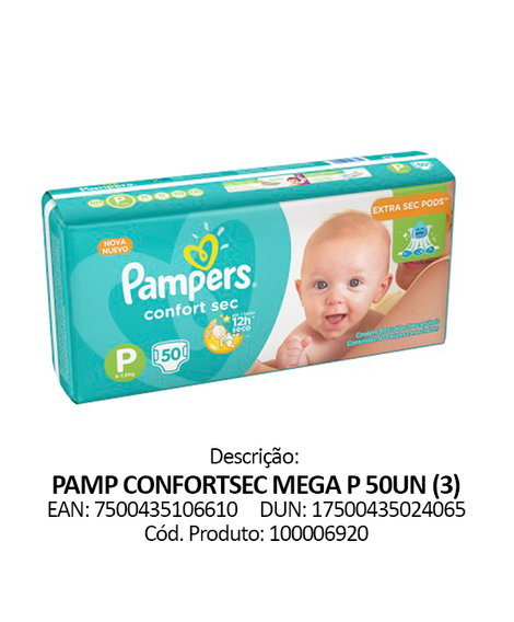 imagem do produto Fralda pampers confort sec mega p 50 unidades - PROCTER E GAMBLE