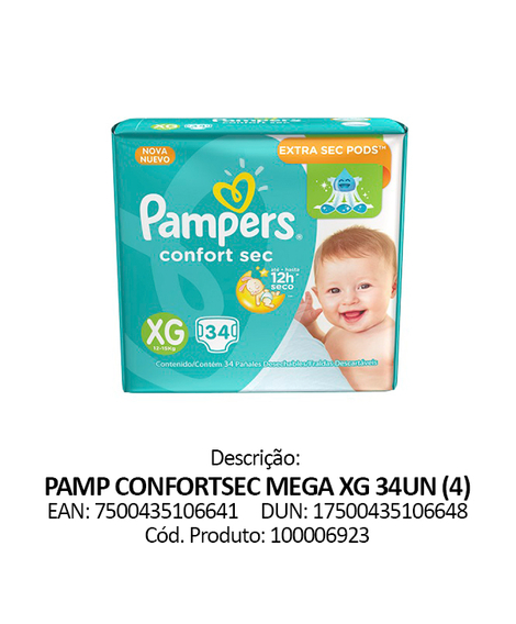 imagem do produto Fralda pampers confort sec mega xg 34 unidades - PROCTER E GAMBLE