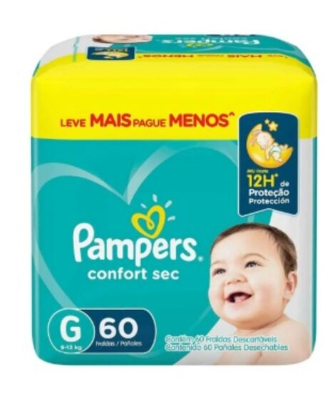 imagem do produto Fralda pampers confort sec super g leve+pg- 60 unidades  - PROCTER E GAMBLE