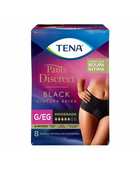 imagem do produto Fralda tena pants discreet black g/xg 8 unidades - TENA