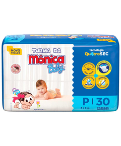 imagem de Fralda turma da monica baby jumbo p 30 unidades - ONTEX