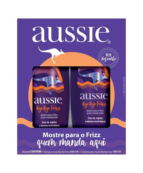 imagem do produto Kit aussie shampoo 360ml+condicionador 180ml bye bye frizz - PROCTER E GAMBLE