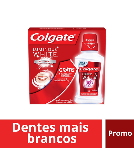imagem do produto Kit colgate luminous white creme dental 70g+enxaguante 250ml - COLGATE-PALMOLIVE