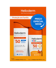 imagem de Kit protetor solar helioderm família fps50 200ml+ kids 120ml - KLEYHERTZ