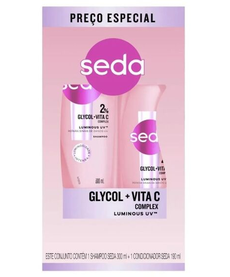 imagem do produto Kit seda shampoo 300ml+cond 190ml glycol+vita c luminous uv - UNILEVER