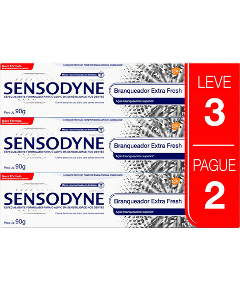 imagem do produto Kit sensodyne creme dental branqueador 90g leve 3 pague 2 - HALEON