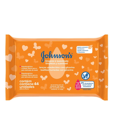 imagem do produto Lenco umedecido johnsons baby limpeza suave 44 unidades - JOHNSON E JOHNSON