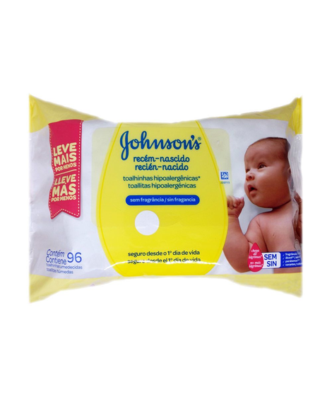 imagem do produto Lenco umedecido johnsons baby recem-nascido 96un amarelo - JOHNSON E JOHNSON