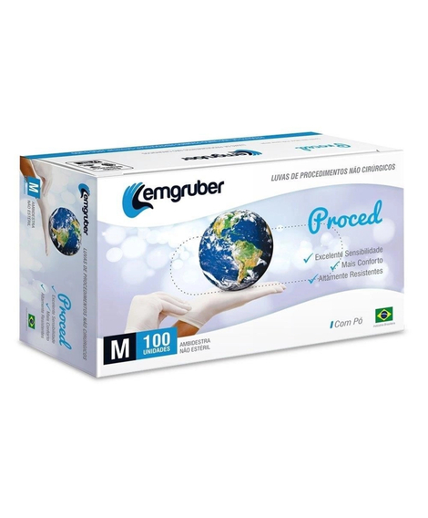 imagem do produto Luva de latex lemgruber m 100 unidades - LEMGRUBER
