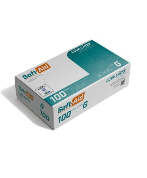 imagem do produto Luva de latex soft+aid tamanho g 20 unidades - SANTA CLARA